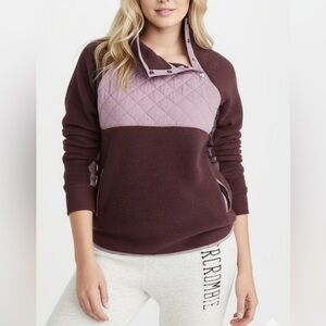 Abercrombie & Fitch Asymmetrical Snap Up Quilted Fleece Pullover Size XS